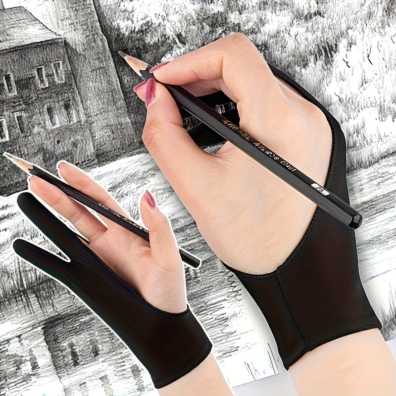 Drawing Glove Two Finger Artist - قفاز فنان أسود ببصمة إصبعين للرسم