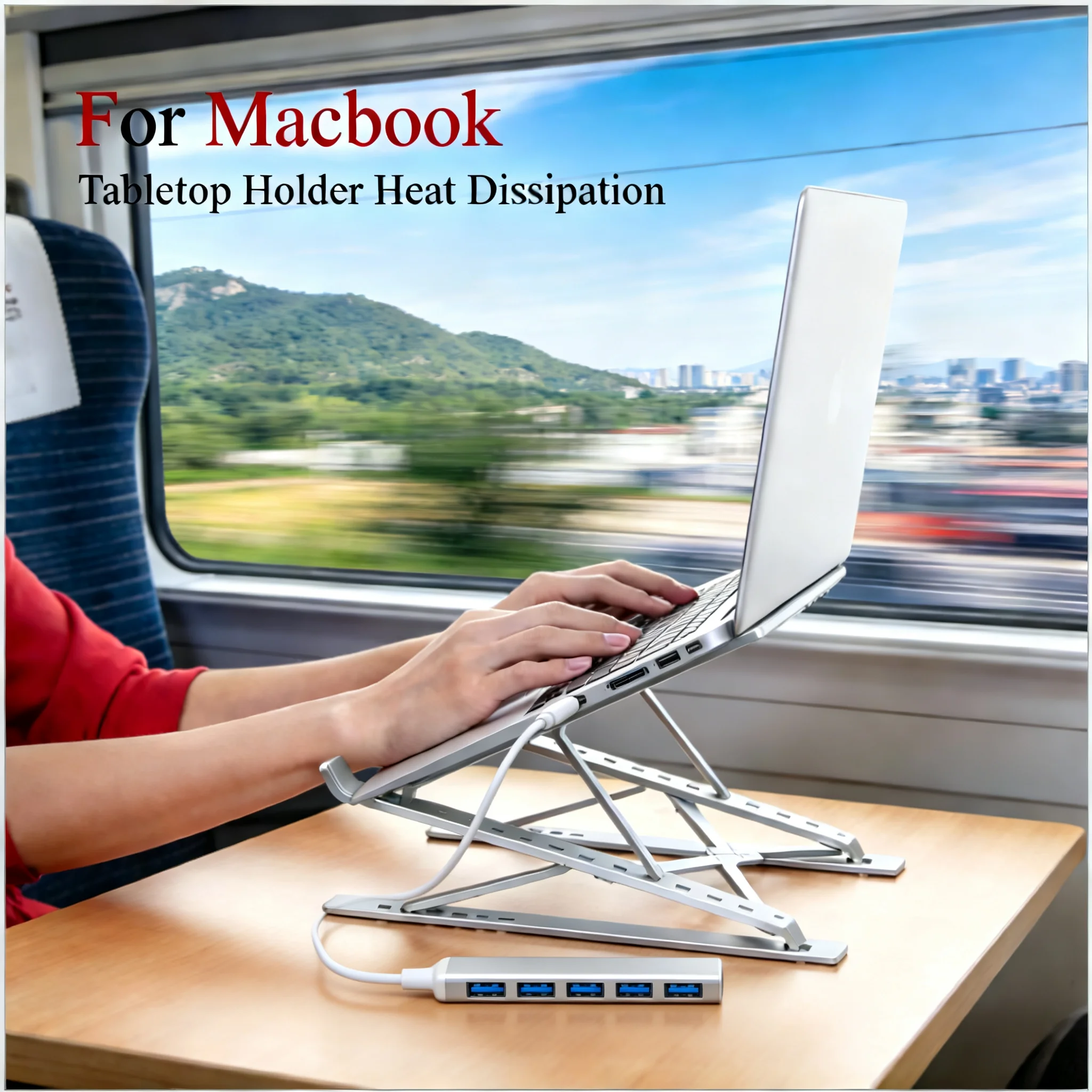 Tablet Stand Adjustable Aluminum - حامل لابتوب لماك بوك، قابل للطي،