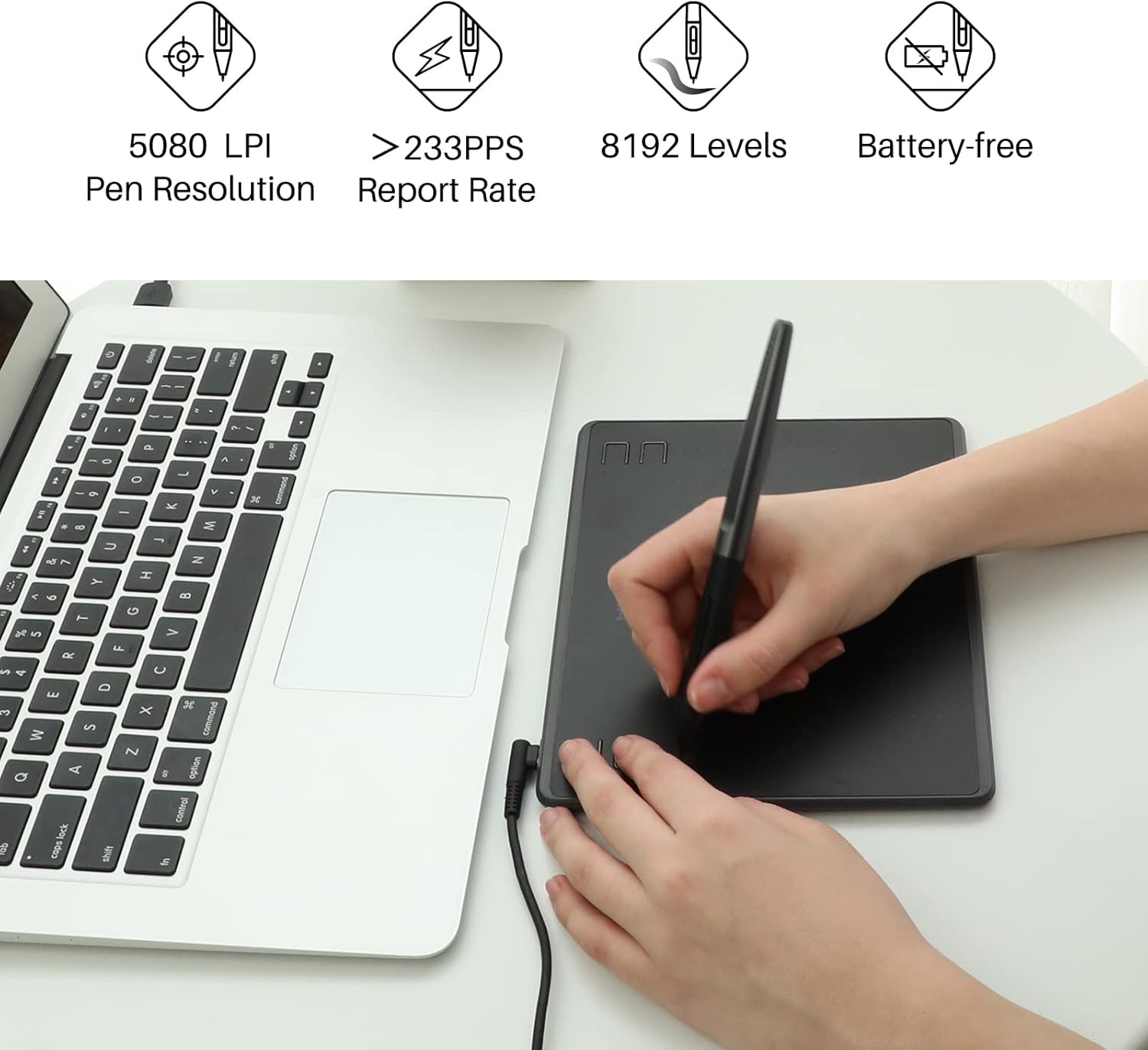 HUION HS64 6x4 بوصة أقراص الرس - مراجعة Drawing Tablet Battery Free Stylus وسعره